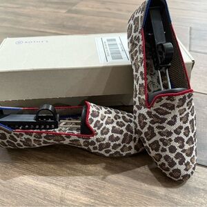 Rothy's Leopard Print Flats with Red and Blue Trim